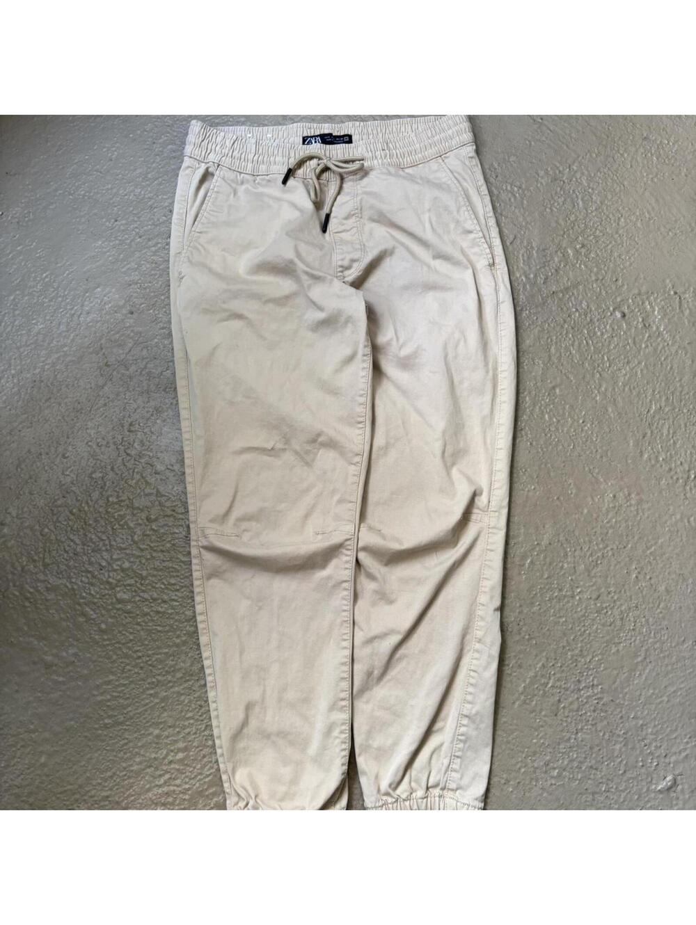 Zara Men's Cream and Tan Trousers